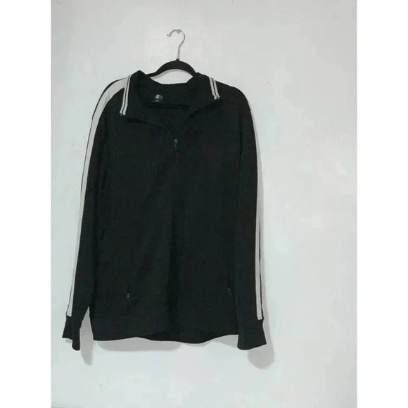 Men's Starter Track  Sweater  Black White Athletic Size 2XG Full Zip - Picture 2 of 11
